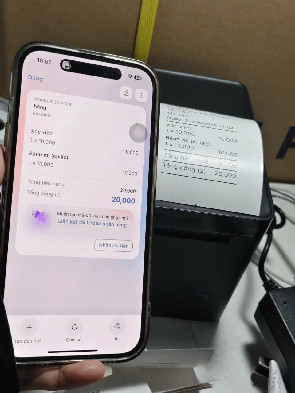 Máy in hóa đơn k80 kết nối điện thoại Máy in hóa đơn Bluetooth K80 kết nối điện thoại ứng dụng Knote