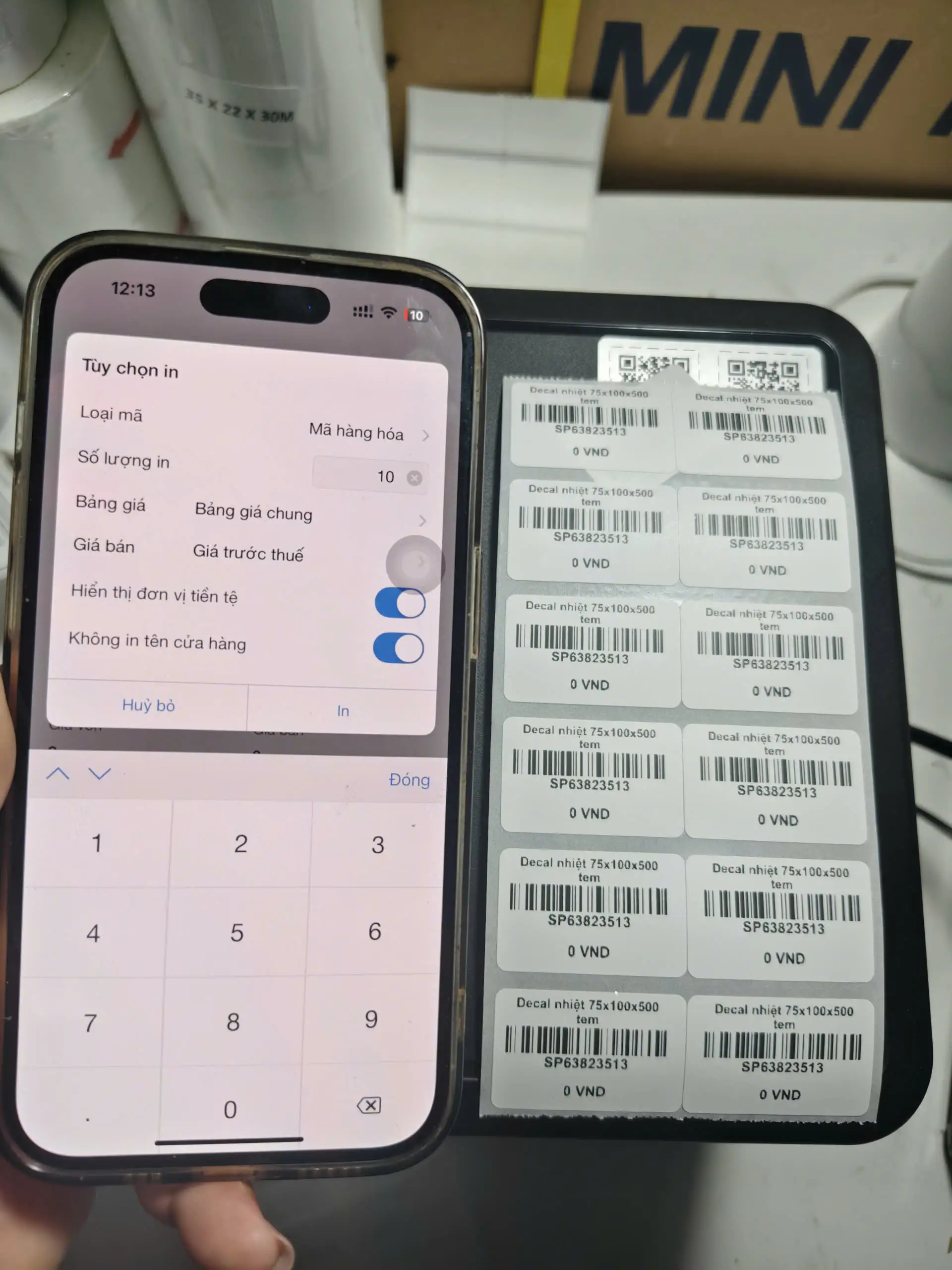 máy in tem nhãn phụ điện thoại zywell zy3608 Máy in tem nhãn phụ điện thoại Zywell ZY3608 WiFi không dây