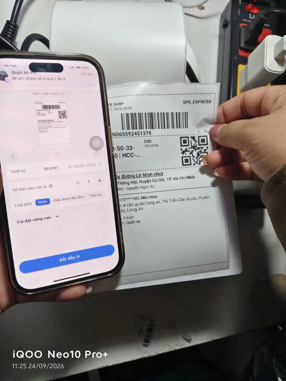 MÁY IN TEM ĐƠN HÀNG A6 APP BIGSIZE SHIP TỪ ĐIỆN THOẠI BLUETOOTH 482BT