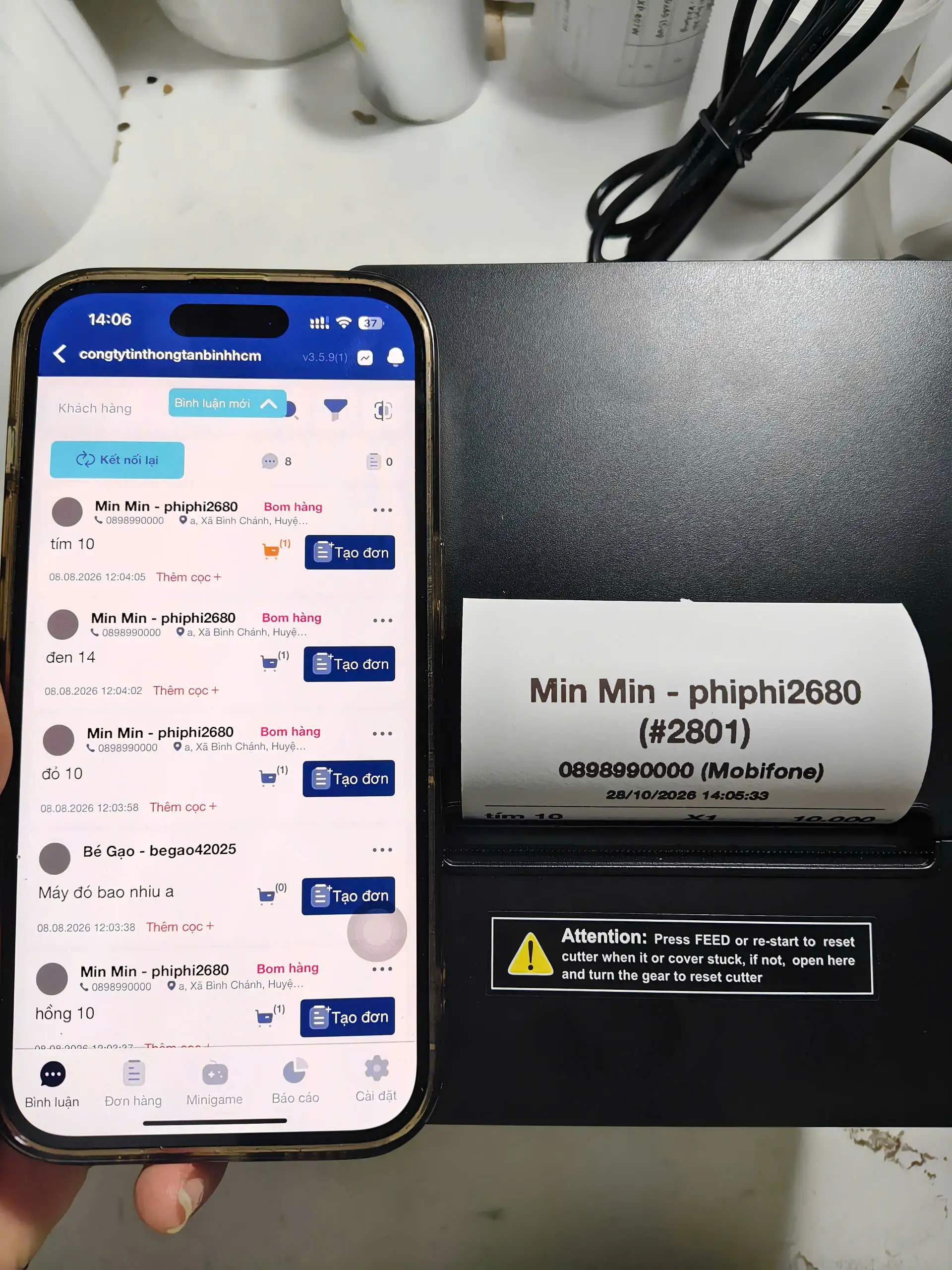 Máy In Bình Luận Chốt Đơn Livestream Zywell N1 Cổng LAN